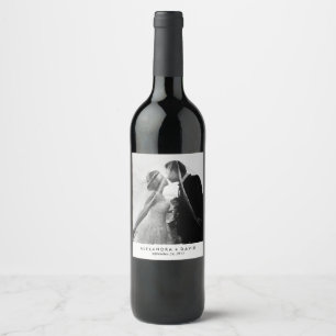 Étiquette Pour Bouteilles De Vin Regarder minimaliste avec votre photo Mariage