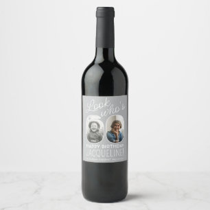Étiquette Pour Bouteilles De Vin Regardez qui a 60 ans Moderne Numéros de photo Ann