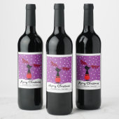 Étiquette Pour Bouteilles De Vin Reindeer Chat Noël Vin Étiquette (Bouteilles)