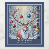 Étiquette Pour Bouteilles De Vin Reindeer Christmas (Étiquettes simples)