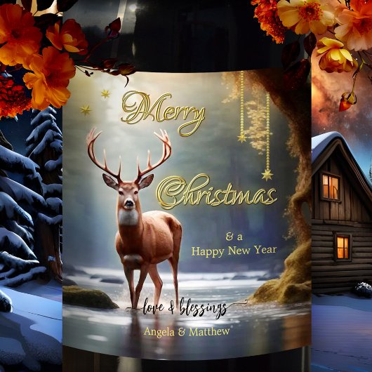 Étiquette Pour Bouteilles De Vin Reindeer Gold Stars Noël