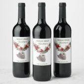 Étiquette Pour Bouteilles De Vin Reindeer, Noël Poinsettia (Bouteilles)