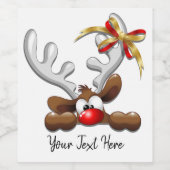 Étiquette Pour Bouteilles De Vin Reindeer Puzzled drôle Caractère de Noël (Étiquettes simples)