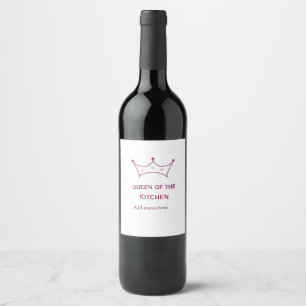 Étiquette Pour Bouteilles De Vin reine de cuisine couronne mauve cuisinier chef nom