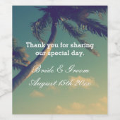 Étiquette Pour Bouteilles De Vin Relaxant plage mariage palmier photo personnalisée (Étiquettes simples)