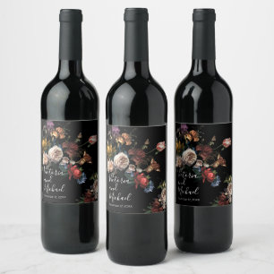 Étiquette Pour Bouteilles De Vin Rembrandt Floral Dark & Moody Mariage