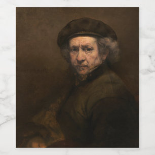Étiquette Pour Bouteilles De Vin Rembrandt Self Portrait : Peintre Néerlandais de l