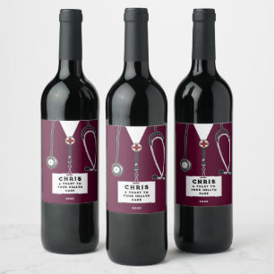 Étiquette Pour Bouteilles De Vin Remerciement au médecin