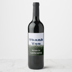 Étiquette Pour Bouteilles De Vin Remerciement Client Herbe Verte Merci
