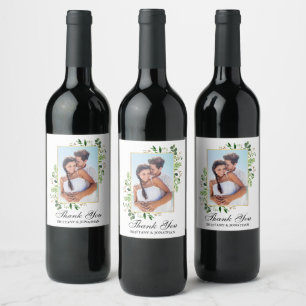 Étiquette Pour Bouteilles De Vin Remerciement de mariage à la gouache Eucalyptus Ve