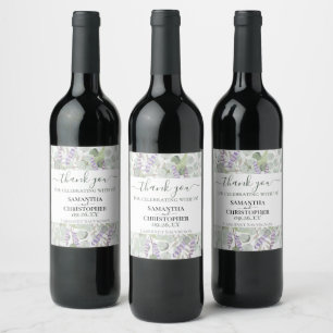 Étiquette Pour Bouteilles De Vin Remerciement de mariage à l'aquarelle rustique ver