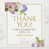 Étiquette Pour Bouteilles De Vin Remerciement de mariage floral pastel de printemps (Étiquettes simples)