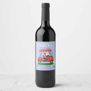 Étiquette Pour Bouteilles De Vin Remerciement pour la fête de Noël de Santa en voit