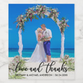 Étiquette Pour Bouteilles De Vin Remerciements pour mariage | Photo Love and Thanks (Étiquettes simples)