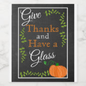 Étiquette Pour Bouteilles De Vin Remerciez Ce Thanksgiving (Étiquettes simples)