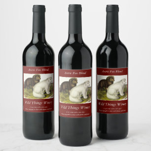 Étiquette Pour Bouteilles De Vin Renard arctique (renard blanc, renard polaire, ren