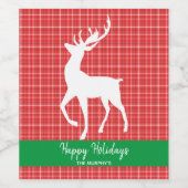 Étiquette Pour Bouteilles De Vin Rennes blanches rouge Twill Plaid Joyeux Noël (Étiquettes simples)