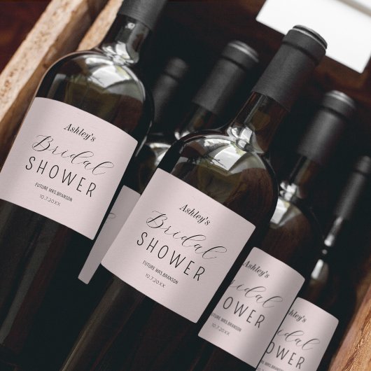 Étiquette Pour Bouteilles De Vin Repas de mariage rose poudré