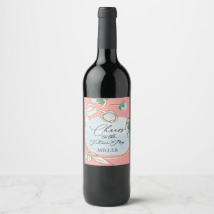 Étiquette Pour Bouteilles De Vin Repas de midi et vin pétillant de douche de mariée