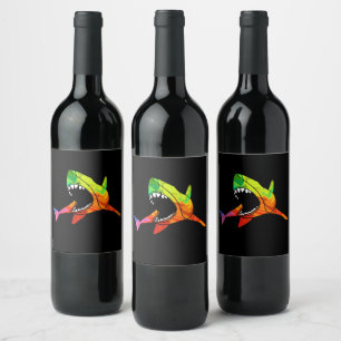 Étiquette Pour Bouteilles De Vin Requin coloré
