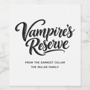 Étiquette Pour Bouteilles De Vin Réserve de Vampire Soirée Halloween gothique et