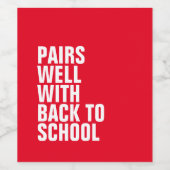 Étiquette Pour Bouteilles De Vin Retour à l'école drôle rouge (Étiquettes simples)