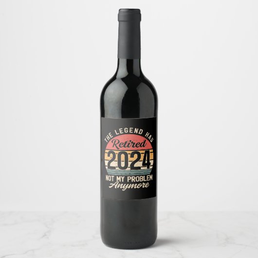 Étiquette Pour Bouteilles De Vin Retraité 2024 Pas mon problème plus (Devant)