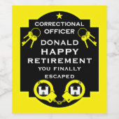 Étiquette Pour Bouteilles De Vin Retraite de l'agent pénitentiaire (Étiquettes simples)