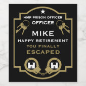 Étiquette Pour Bouteilles De Vin Retraite de l'agent pénitentiaire HMP (Étiquettes simples)