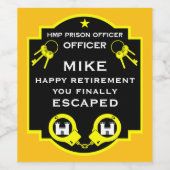 Étiquette Pour Bouteilles De Vin Retraite de l'agent pénitentiaire HMP (Étiquettes simples)