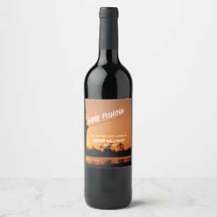 Étiquette Pour Bouteilles De Vin Retraite Pêche Coucher du soleil Retraité Pêcheur