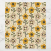 Étiquette Pour Bouteilles De Vin Retro Bloom Harmony (Étiquettes simples)