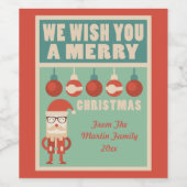 Étiquette Pour Bouteilles De Vin Retro Christmas Cheer ! Fêtes (Étiquettes simples)