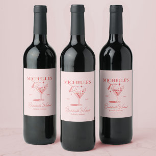 Étiquette Pour Bouteilles De Vin Retro Cocktail Bachelorette Party