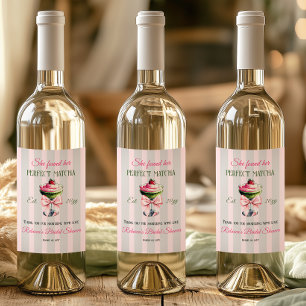 Étiquette Pour Bouteilles De Vin Rétro Fraise Parfait Mariage Thème Matcha Rose Bow