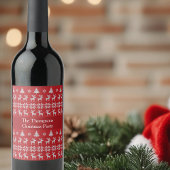 Étiquette Pour Bouteilles De Vin Retro Red Christmas Reindeer Custom Holiday Party