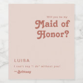 Étiquette Pour Bouteilles De Vin Rétro simple | Blush Rose Maid Of Honor Propositio (Étiquettes simples)