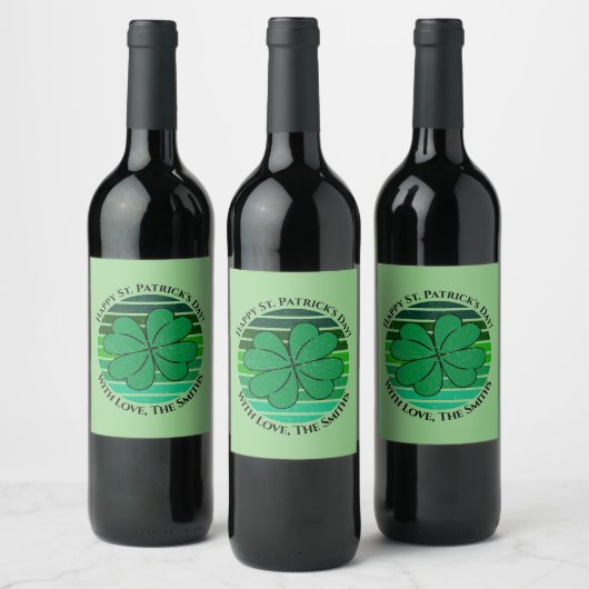 Étiquette Pour Bouteilles De Vin Retro St. Patrick's Day Name Irish 4 Leaf Clover (Bouteilles)