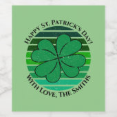Étiquette Pour Bouteilles De Vin Retro St. Patrick's Day Name Irish 4 Leaf Clover (Étiquettes simples)