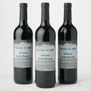 Étiquette Pour Bouteilles De Vin Réunion de famille au bord de la mer Vacances à la