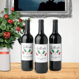 Étiquette Pour Bouteilles De Vin Réunion de famille au drapeau italien