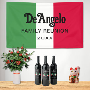 Étiquette Pour Bouteilles De Vin Réunion de famille au drapeau italien