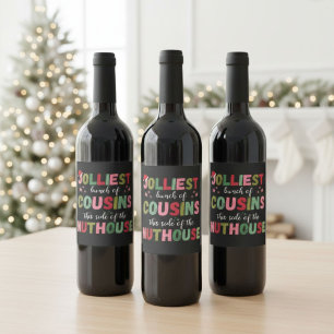 Étiquette Pour Bouteilles De Vin Réunion de famille de Noël tenue assortie