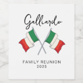 Étiquette Pour Bouteilles De Vin Réunion de famille drapeau italien  (Étiquettes simples)