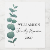 Étiquette Pour Bouteilles De Vin Réunion de famille Eucalyptus moderne (Étiquettes simples)