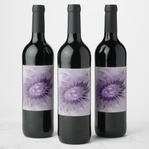 Étiquette Pour Bouteilles De Vin Rêve de fleur de lavande Art fractal abstrait mode