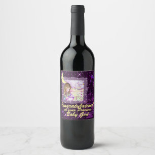Étiquette Pour Bouteilles De Vin Rêves de carrousel Faux paillettes rayé violet