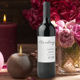 Étiquette Pour Bouteilles De Vin Riesling Mariage minimaliste blanc et noir