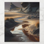 Étiquette Pour Bouteilles De Vin Rivage au coucher du soleil (Étiquettes simples)