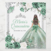 Étiquette Pour Bouteilles De Vin Robe verte Dusty Quinceañera (Étiquettes simples)